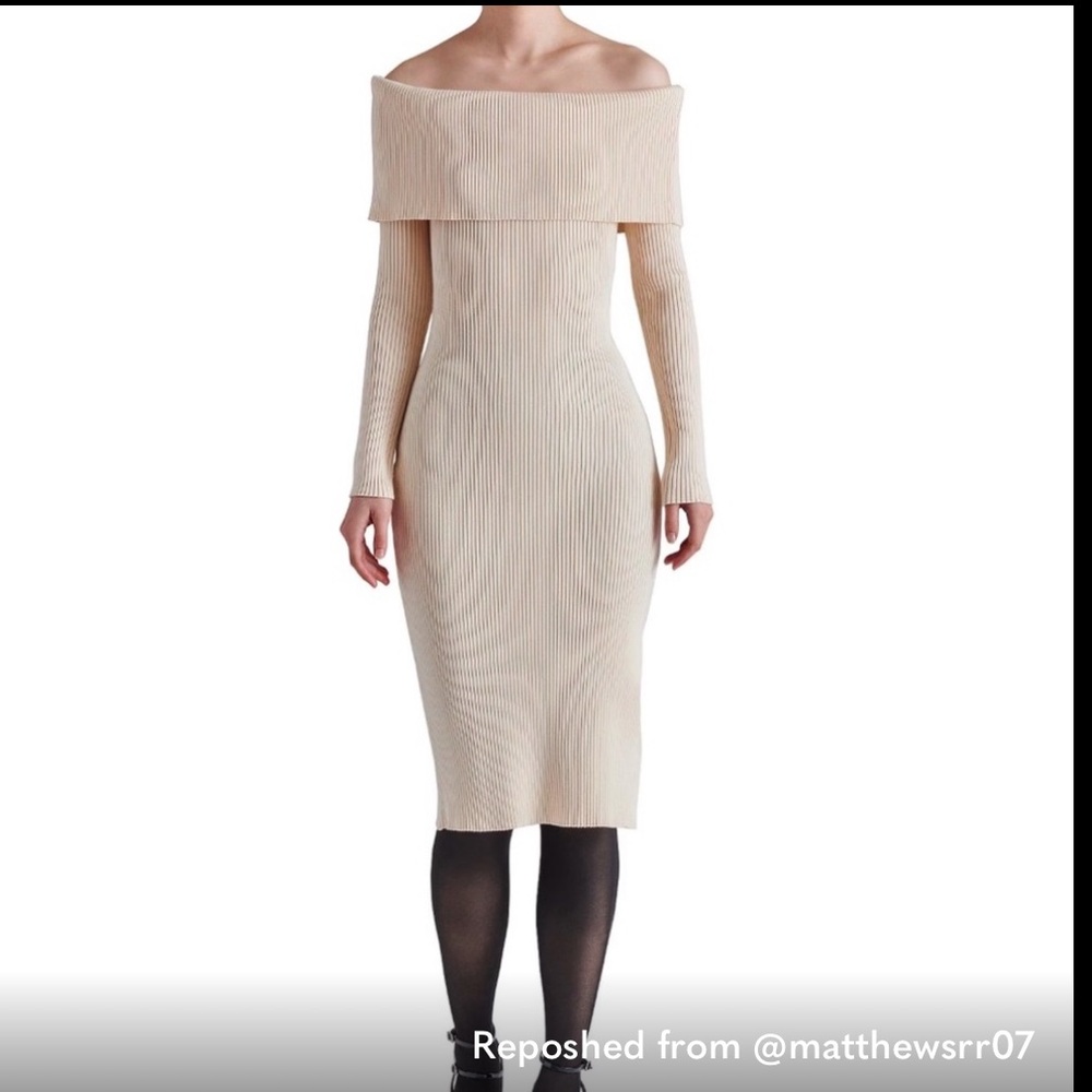 Steve Madden Cream Off-Shoulder Midi Dress
